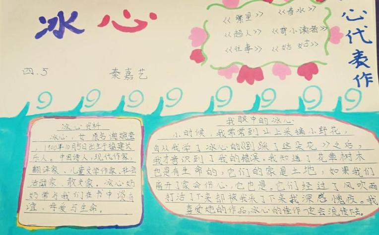 冰心作品纸船手抄报 关于冰心的手抄报- 冰心作品纸船手抄报 关于冰心的手抄报-