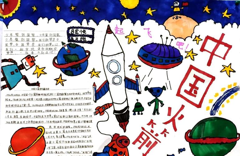 绘制 中国火箭 发展史 4k纸 制作 起飞吧 中国火箭 手抄报 4k纸