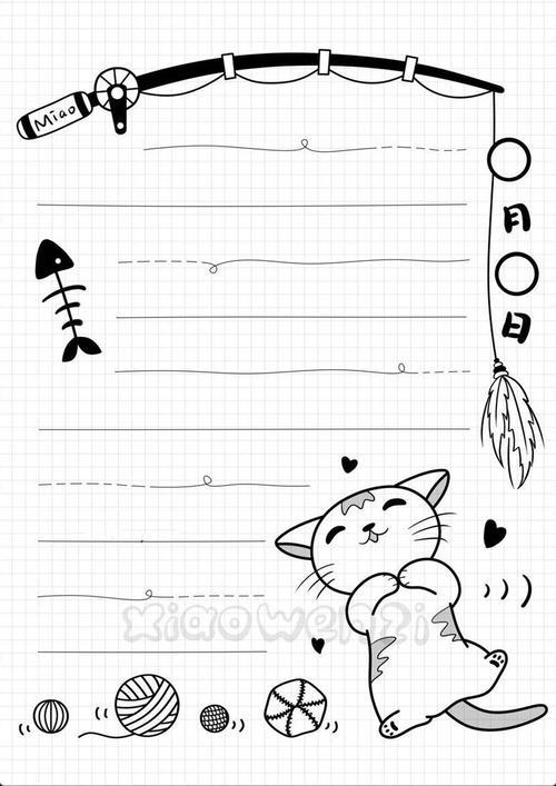 专辑 卡通人物主题边框 凯蒂猫hellokitty边框 然后画上小猫手抄报