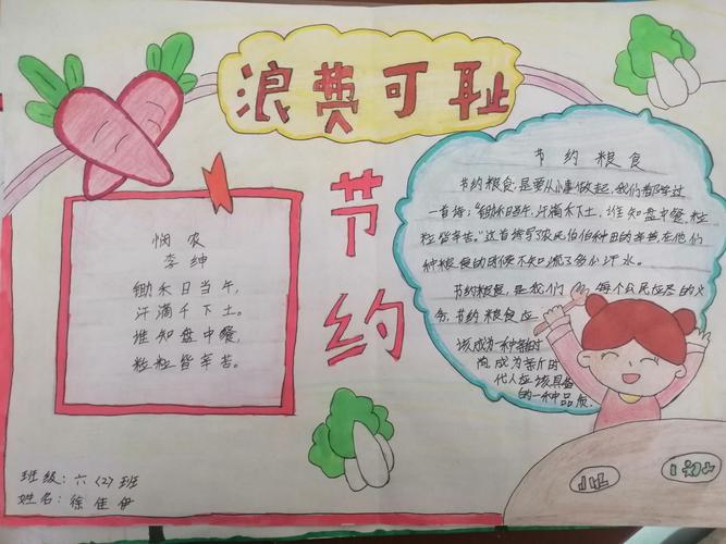 厉行节约 尚集一小手抄报展示