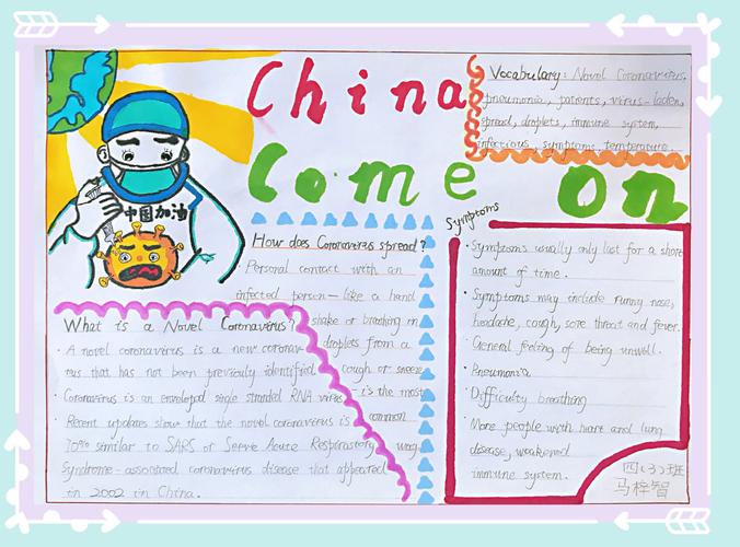 我学习了新冠病毒的一些单词 上网了查阅了疾病知识 画了一张手抄报 我学习了新冠病毒的一些单词 上网了查阅了疾病知识 画了一张手抄报