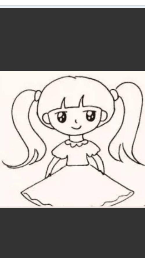 画手抄报小女孩长头发的画法 - 育才简笔画简单漂亮长头发小女孩正面