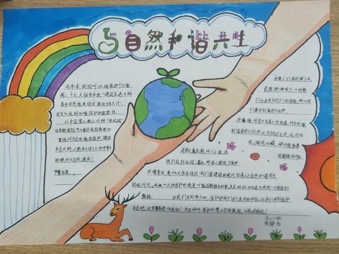 人与自然和谐共生简单绘画手抄报人与自然和谐共生手抄报一等奖2024年